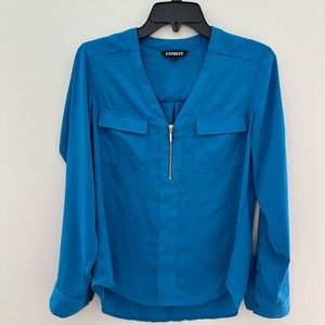 Express blue zip front portofino top